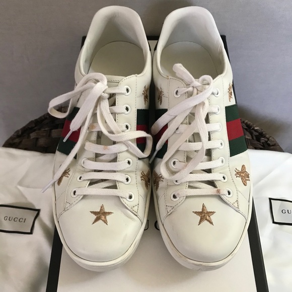 Gucci White Bee and Star New Ace Sneakers